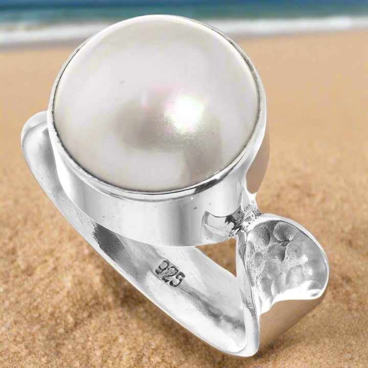 White Mabe' Cultured Pearl Ring