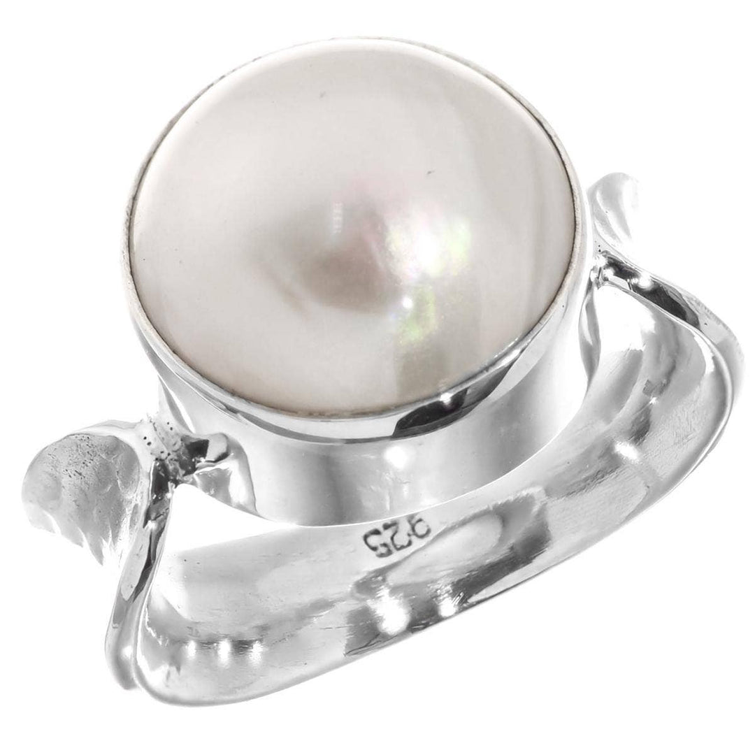 White Mabe' Cultured Pearl Ring