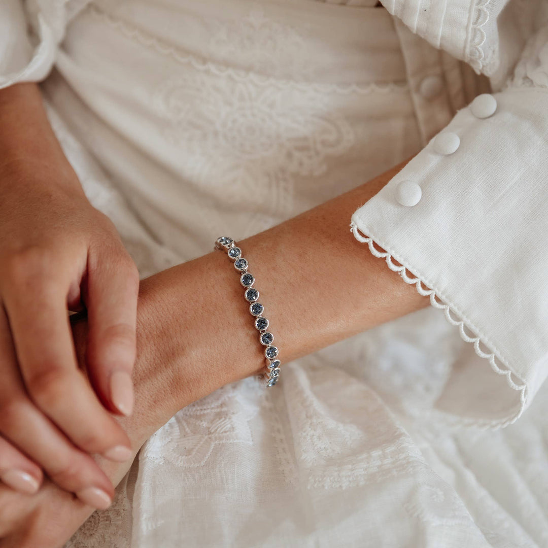Tennis Bracelet with Swarovski Denim Blue