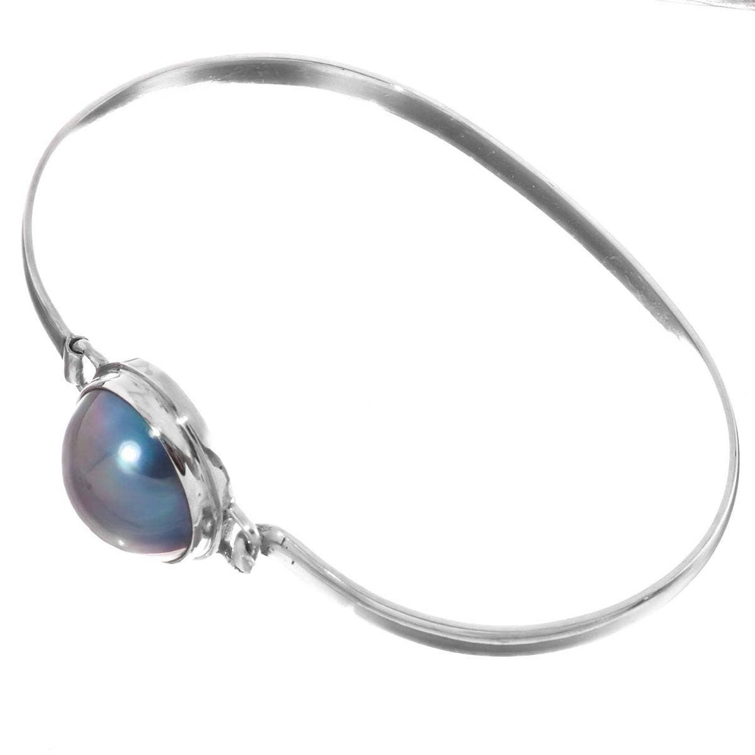 Opulent Blue Mabe' Pearl Sterling Silver Cuff Bracelet
