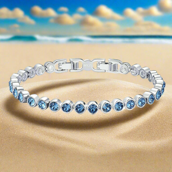 Tennis Bracelet with Swarovski Denim Blue