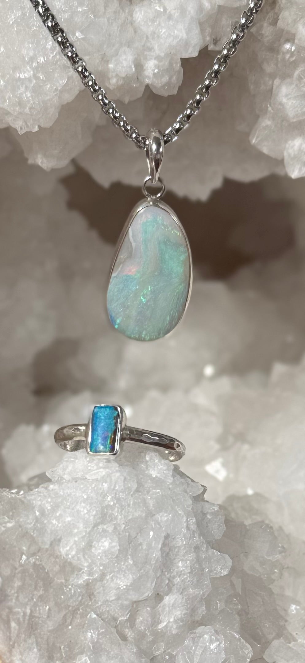 OPAL - Lightning Ridge - Blue Beach Pendant & Ring