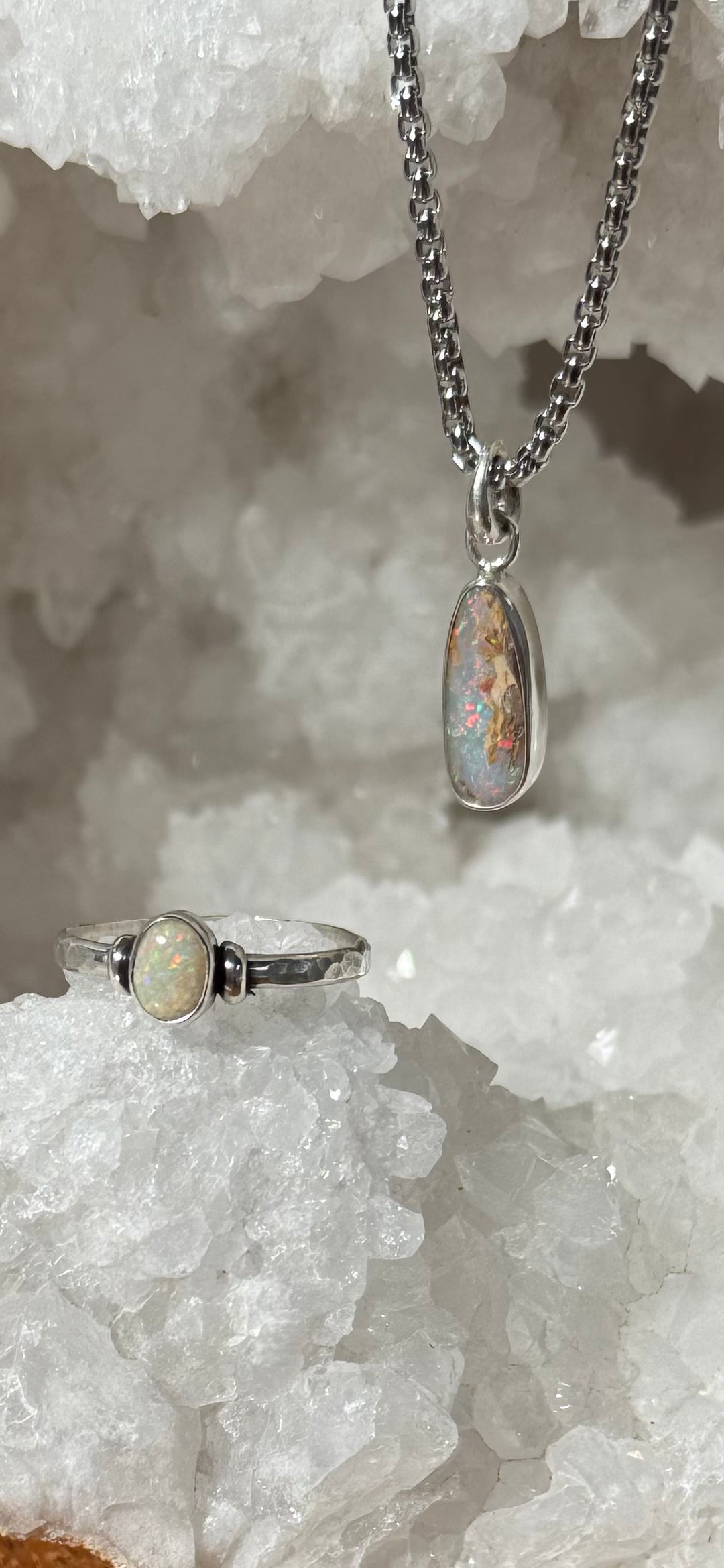 OPAL - Lightning Ridge - 'Sand' Pendant & Ring Set