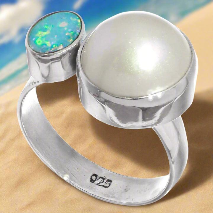 Australian Opal & White Mabe' Pearl