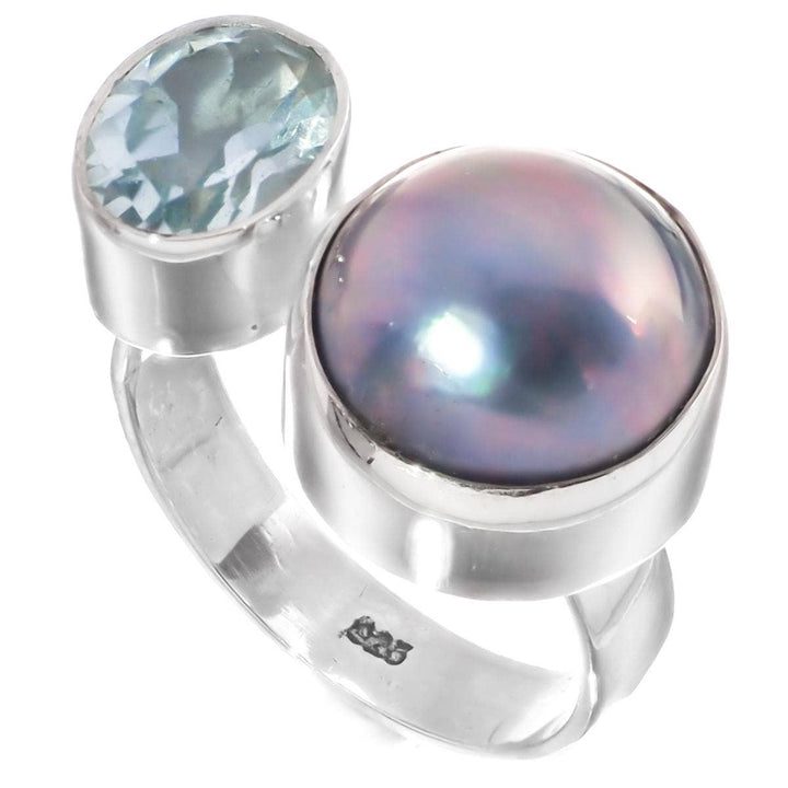 Blue Topaz Blue Mabe Cultured Pearl