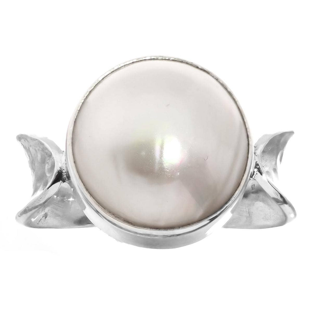 White Mabe' Cultured Pearl Ring