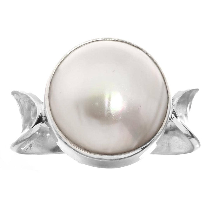 White Mabe' Cultured Pearl Ring