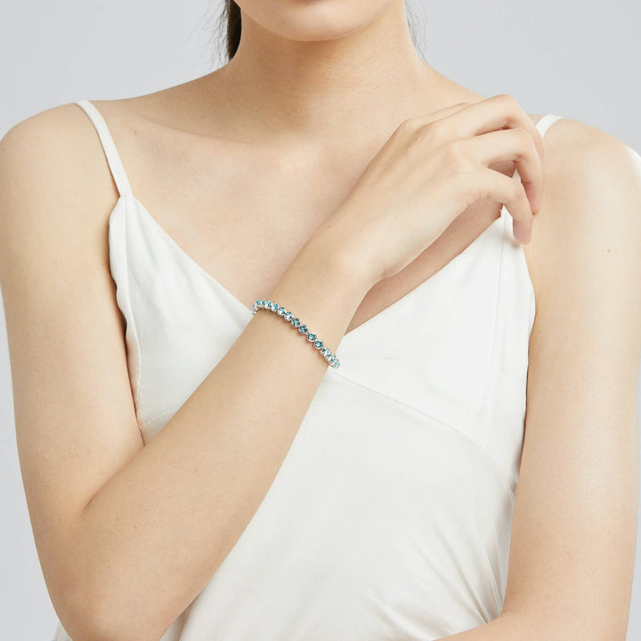 Tennis Bracelet with Swarovski Light Turquoise