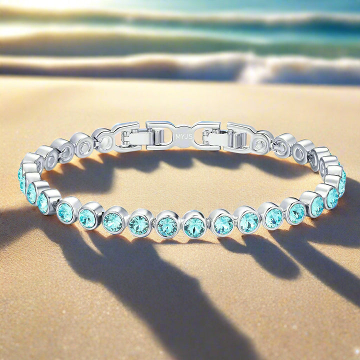 Tennis Bracelet with Swarovski Light Turquoise
